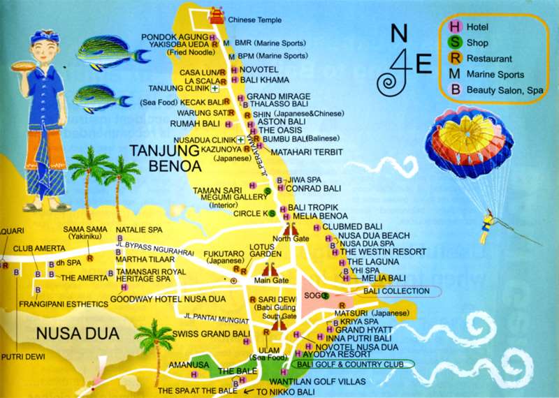 Карта Нуса Дуа и Танжунг Беноа